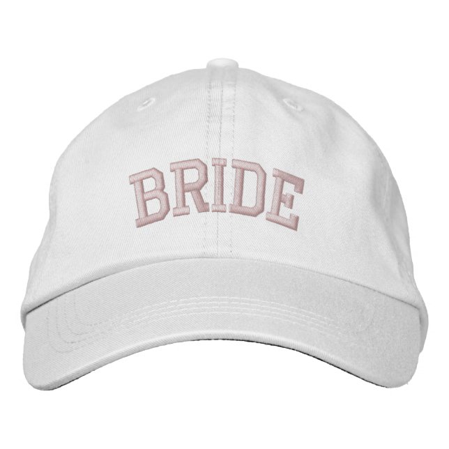 Bride Hat Light Pink Embroidery Bachelorette Hat (Front)