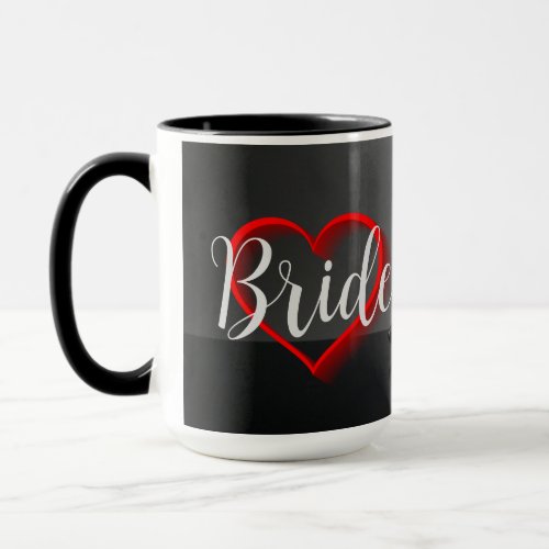 Bride Heart Mug w Black Pump flowers Background