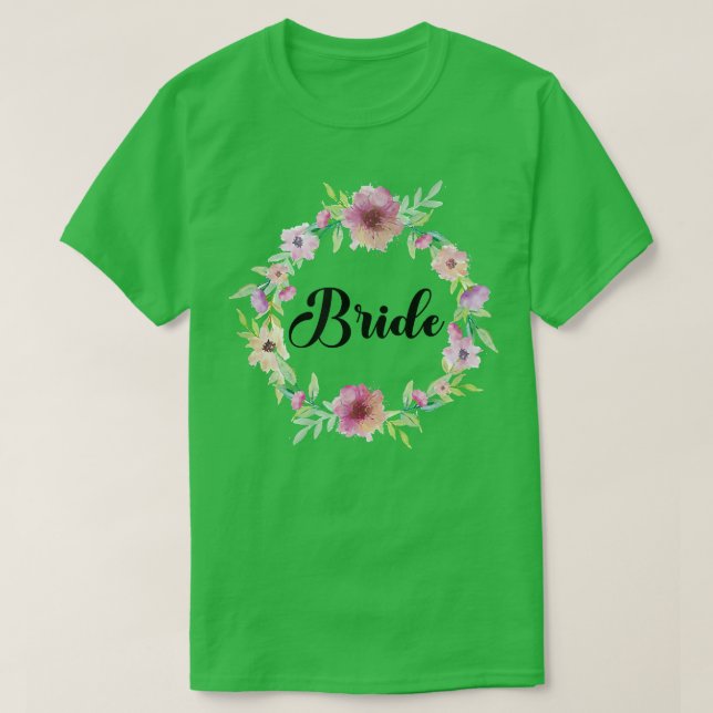 Bride Hen Party Floral Wreath Team Bride  T-Shirt (Design Front)