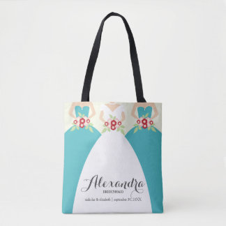 Bride & Her Bridesmaids Wedding Party Tote (aqua)