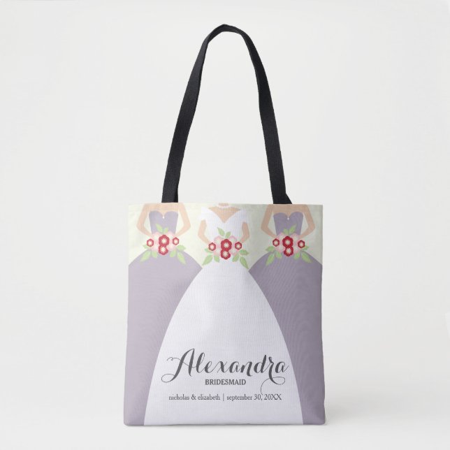 Bride & Her Bridesmaids Wedding Party Tote (lilac) (Front)