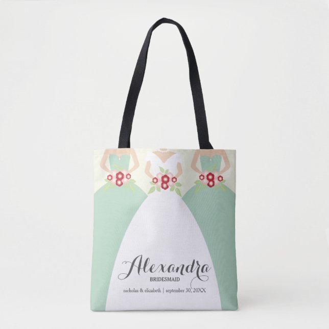 Bride & Her Bridesmaids Wedding Party Tote (mint) (Front)