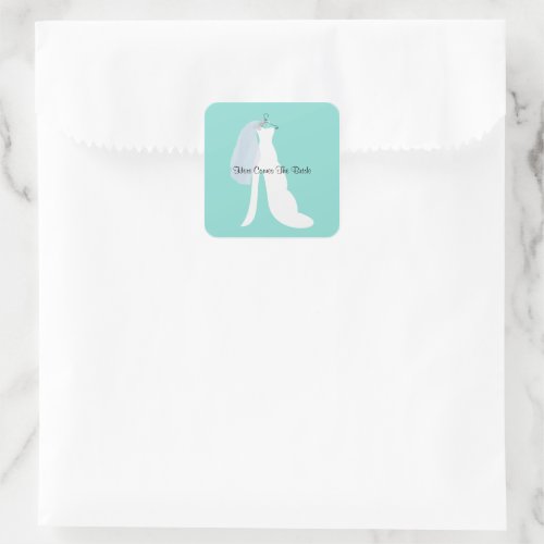 BRIDE Here Comes The Bride Bridal Party Square Sticker