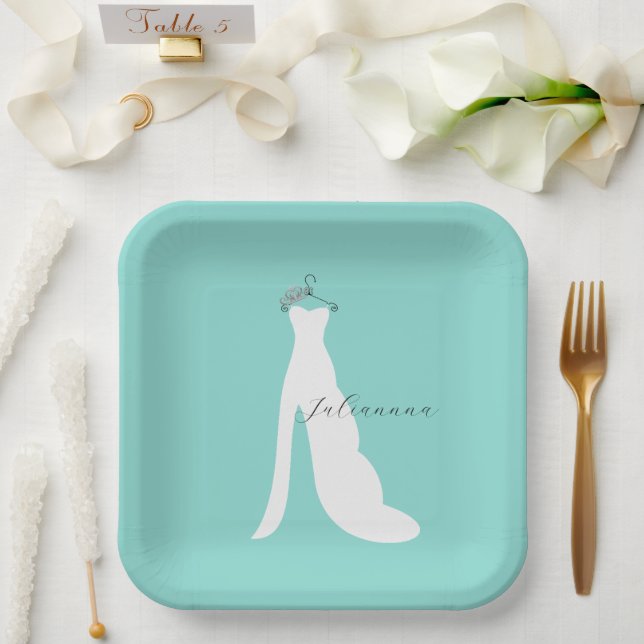 BRIDE Here Comes The Bride Party Personalized Paper Plates (Wedding)