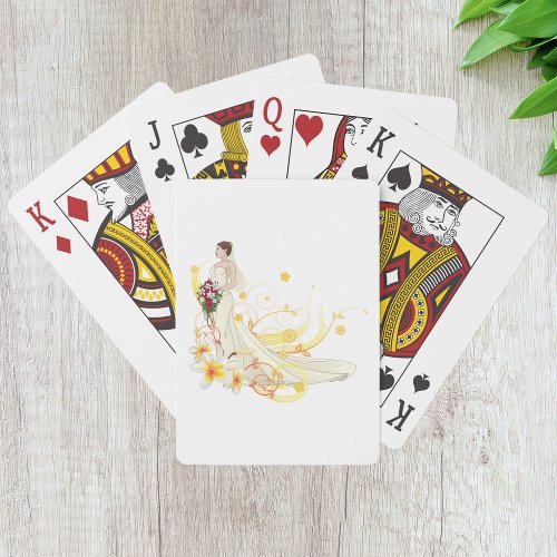 Bride Holding Flowers Playing Cards