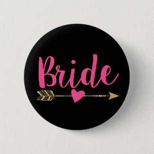Bride   Hot Pink&Black Pinback Button