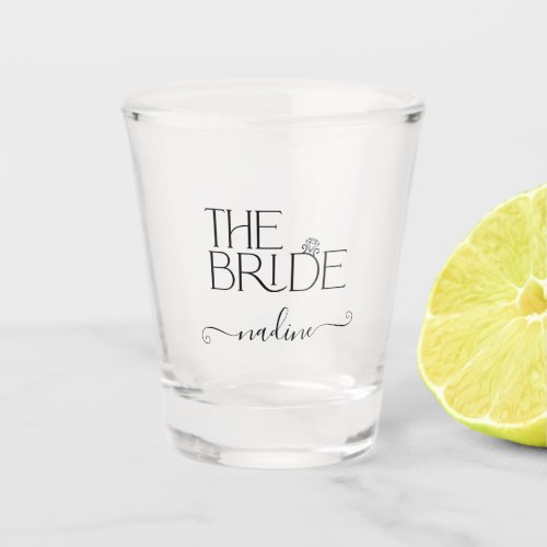 Bride I Do Crew Custom Name Wedding Ring Shot Glass