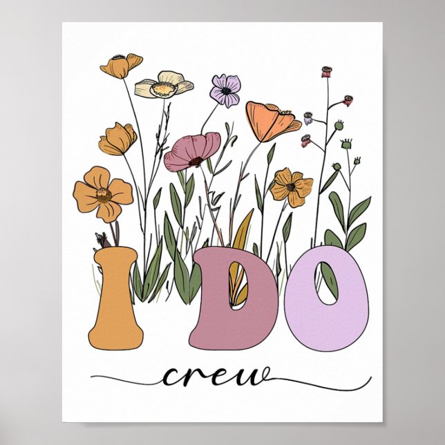 Bride I Do Crew Retro Groovy Bachelorette Party 2  Poster (Front)