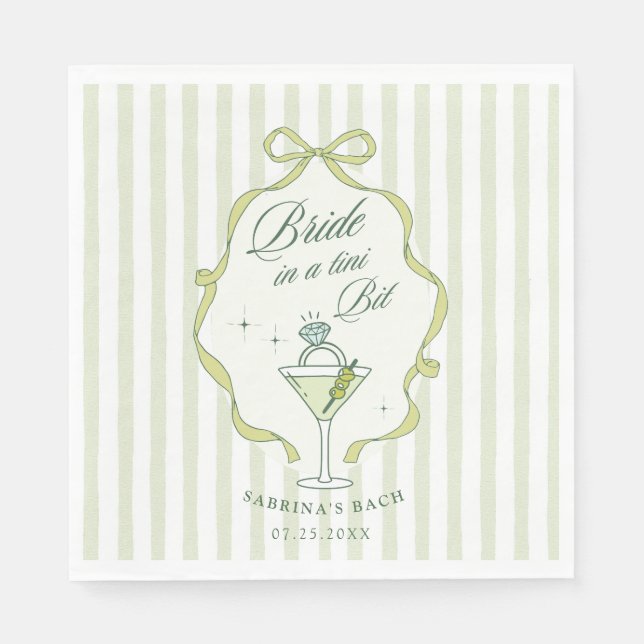 Bride in a Tini Bit Bachelorette Invitation Napkins (Front)