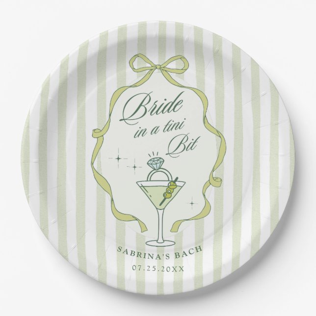 Bride in a Tini Bit Bachelorette Paper Plates (Front)