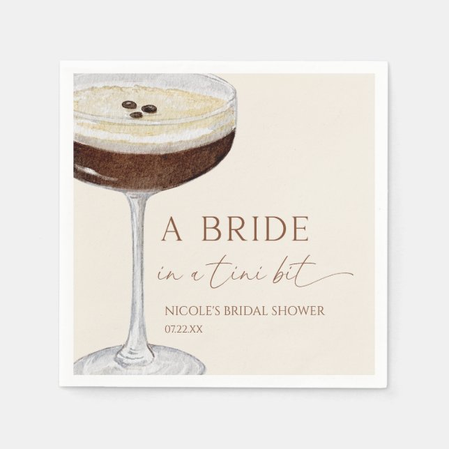 Bride In A Tini Bit Expresso Martini Bridal Shower Napkins (Front)