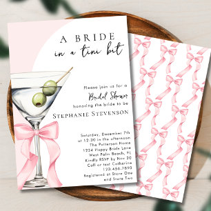 Bride In A Tini Bit Pink Bow Martini Bridal Shower Invitation