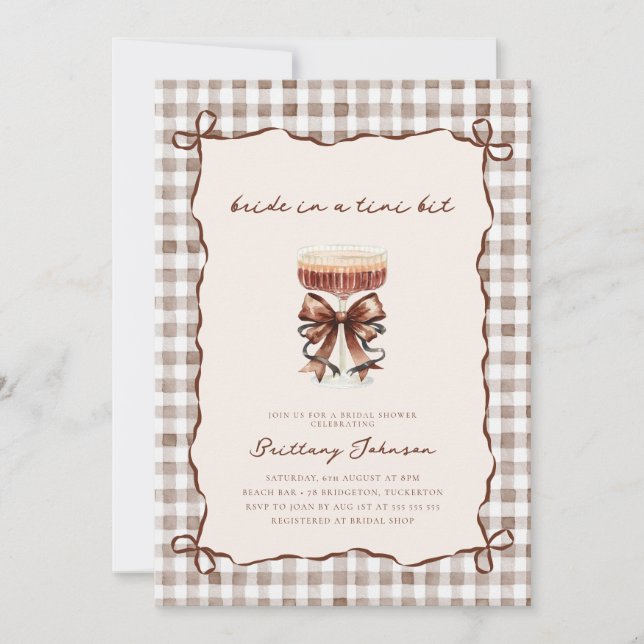 Bride in a Tini Bit Rustic Bridal Shower Invitation (Front)
