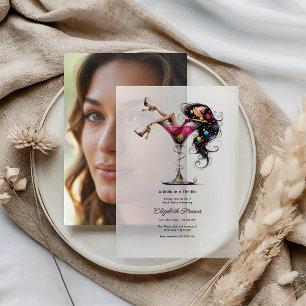 Bride in a Tini Bit Whimsical Pink Martini Bach Vellum Invitations