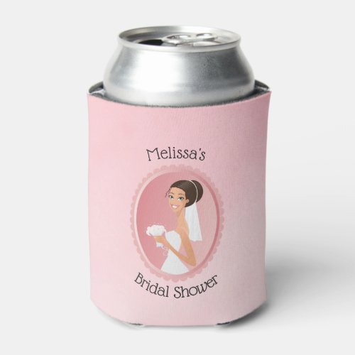 Bride in a Veil Holding Flowers Bridal Shower Can Cooler
