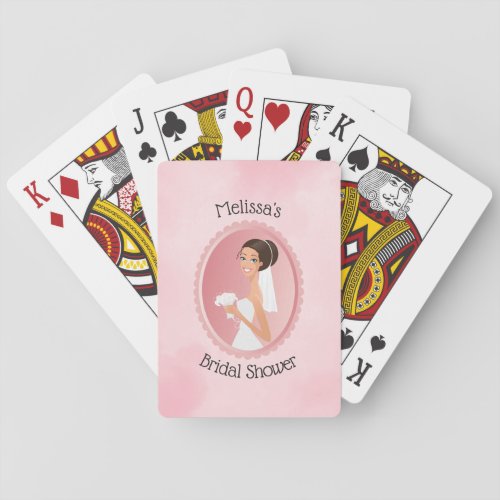 Bride in a Veil Holding Flowers Bridal Shower Poker Cards