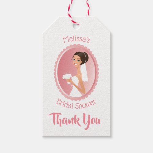 Bride in a Veil with Bouquet Bridal Shower Thanks Gift Tags