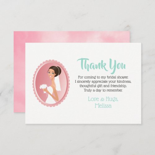 Bride in a Veil with Bouquet Bridal Shower Thanks Invitation