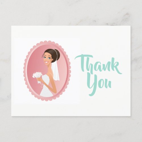 Bride in a Veil with Bouquet Bridal Shower Thanks Postcard