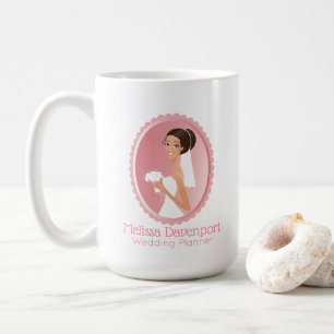 Bride in a White Wedding Dress Holding a Bouquet Coffee Mug