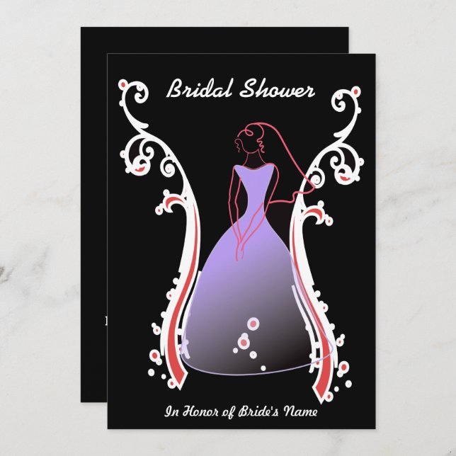 Bride in Black Background Bridal Shower Invite (Front/Back)