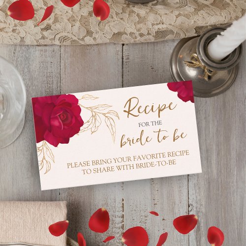 Bride in bloom Bridal Shower Share A Recipe  Enclosure Card