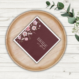 Bride in Bloom Burgundy Floral Bridal Shower Napkins