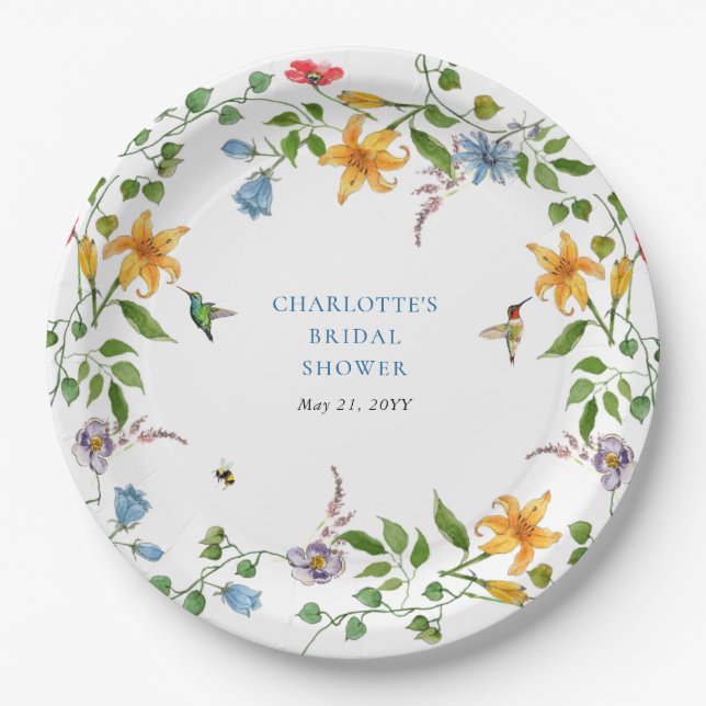 Bride in Bloom Floral Bridal Shower Paper Plates (Front)