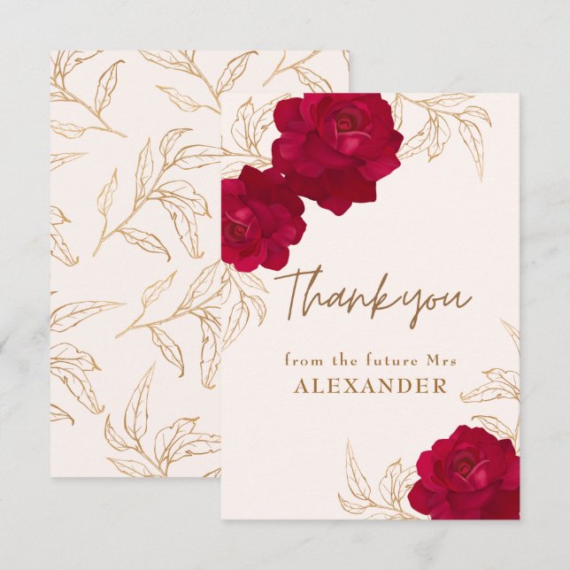 Bride in bloom  floral bridal shower Welcome Sign Thank You Card (Front/Back)