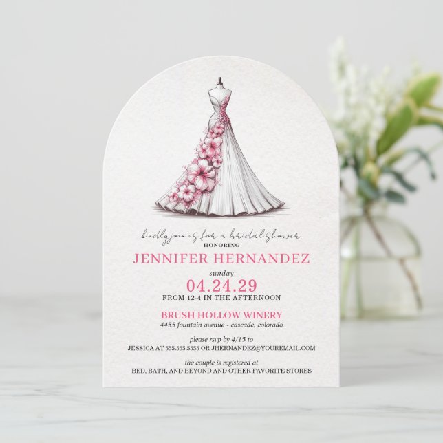 Bride in Bloom Pink Hibiscus Bridal Shower Invitation (Standing Front)