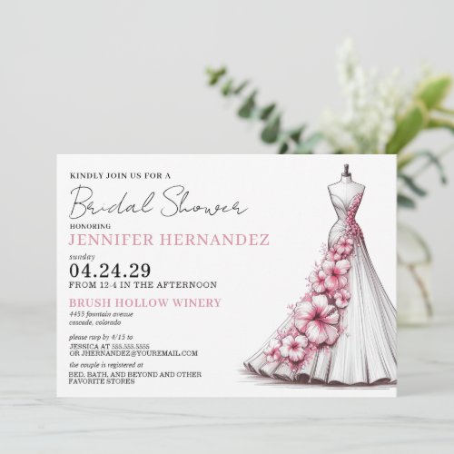 Bride in Bloom Pink Hibiscus Bridal Shower Invitation