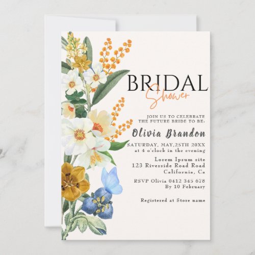 Bride in Bloom Spring Garden flowers Bridal shower Invitation