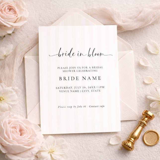 Bride in Bloom Stripe Bridal Shower Invitation (Creator Uploaded)