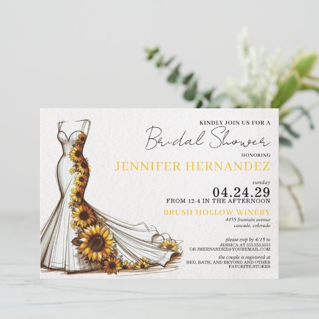 Bride in Bloom Sunflowers Bridal Shower Invitation (Standing Front)