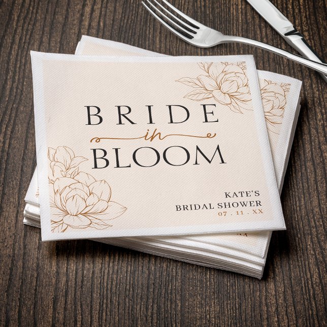Bride in Bloom Tan Brown Bridal Shower Napkins (Bride in Bloom Tan Brown Bridal Shower Napkins
)