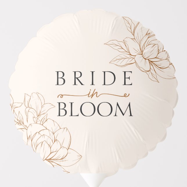 Bride in Bloom Tan Brown Floral Bridal Shower Balloon (Front)
