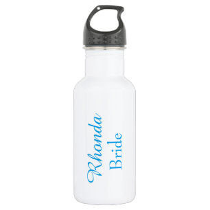Bride in blue water bottle