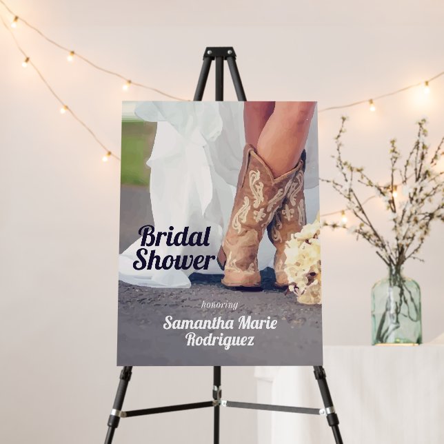 Bride in Boots Bridal Shower Foam Board (In Situ (Stand))