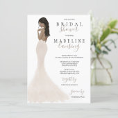 Bride in Champagne Lace Gown Bridal Shower Invitat Invitation (Standing Front)