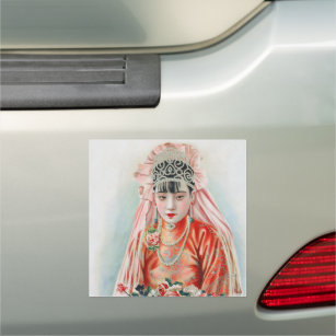 Bride in Chinese Red Wedding Shanghai Yuefenpai Car Magnet