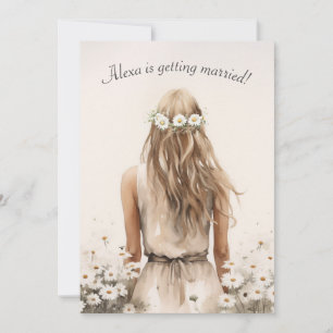 Bride In Daisies With Hair Laurel Invitation