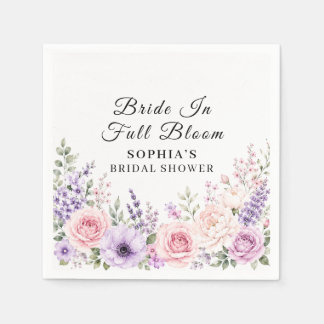Bride in Full Bloom Floral Bridal Shower Paper Napkins