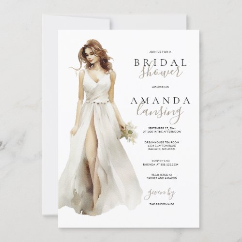 Bride in Gown Bridal Shower  Invitation