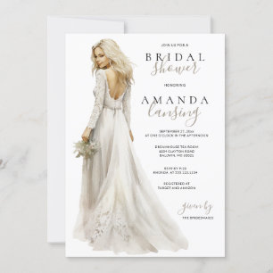 Bride in Gown Bridal Shower  Invitation
