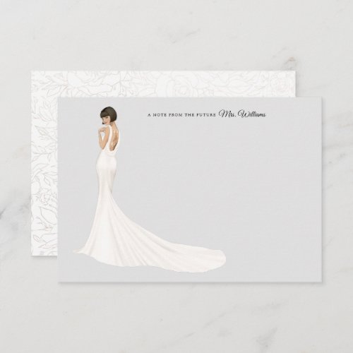 Bride in Gown Bridal Shower Thank You Card