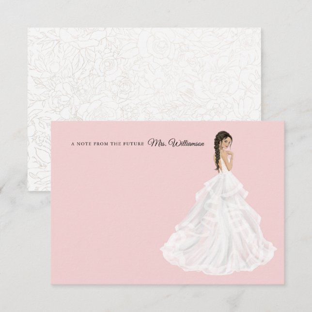 Bride in Gown Bridal Shower Thank You Card (Front/Back)