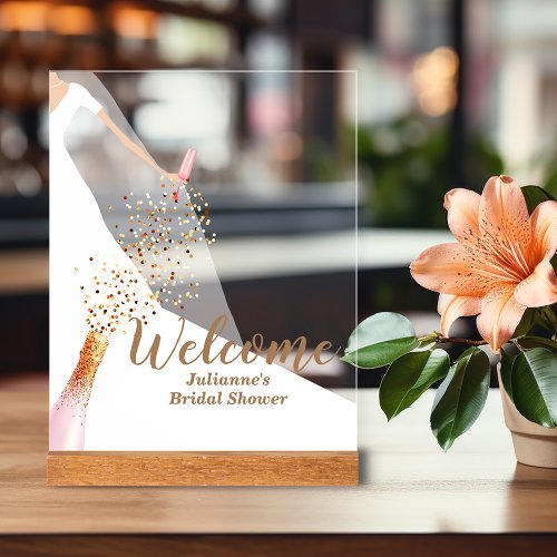 Bride in Gown Bridal Shower Welcome Acrylic Sign