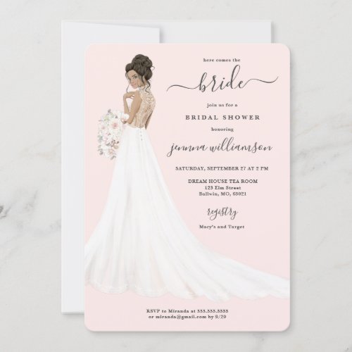 Bride in Lace Gown Bridal Shower Invitation