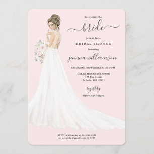 Bride in Lace Gown Bridal Shower Invitation