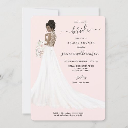 Bride in Lace Gown Bridal Shower Invitation